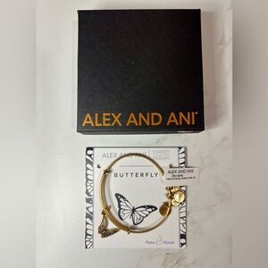 Alex and Ani Charity by Design Butterfly EWB RG Charm Bangle Bracelet, 7.75"